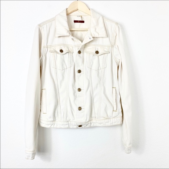 7 For All Mankind Jackets & Blazers - 7 For All Mankind Denim Jacket Off White/Blue M